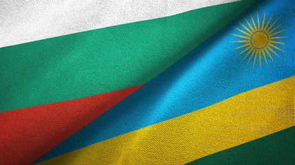 Bulgaria and Rwanda two flags textile cloth, fabric texture