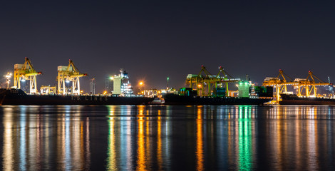 Thai port at night