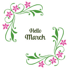 Fototapeta na wymiar Vector illustration beautiful flower frame for invitation hello march