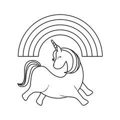 cute unicorn animal with rainbow