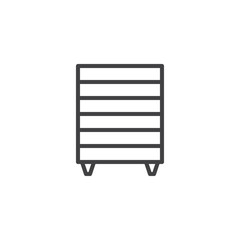 Chest of drawers line icon. linear style sign for mobile concept and web design. Bedside dresser, commode outline vector icon. Symbol, logo illustration. Pixel perfect vector graphics