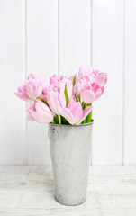 Bouquet of pink tulips.