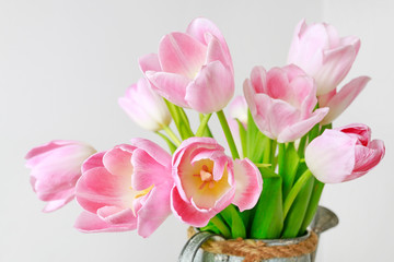 Bouquet of pink tulips.