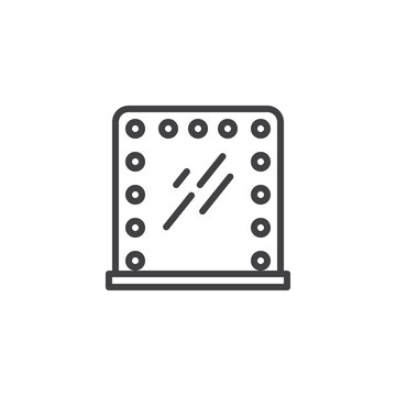 recommend clip art: Mirror frame with lamps line icon. linear style sign for mobile concept and web design. Makeup mirror with electric bulbs outline vector icon. Symbol, logo illustration. Pixel perfect vector graphics