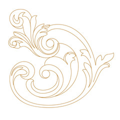 Golden vintage baroque ornament, corner. Retro pattern antique style acanthus.