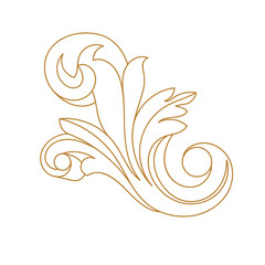 Golden vintage baroque ornament, corner. Retro pattern antique style acanthus.