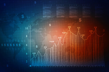 2d rendering Stock market online business concept. business Graph 