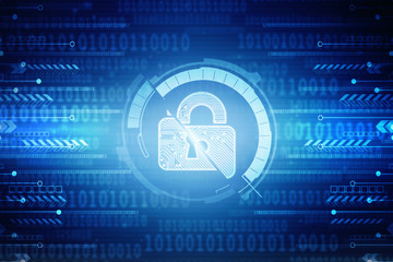 2d illustration Safety concept: Closed Padlock on digital background