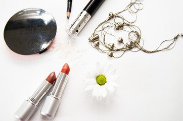 set of makeup on a white background