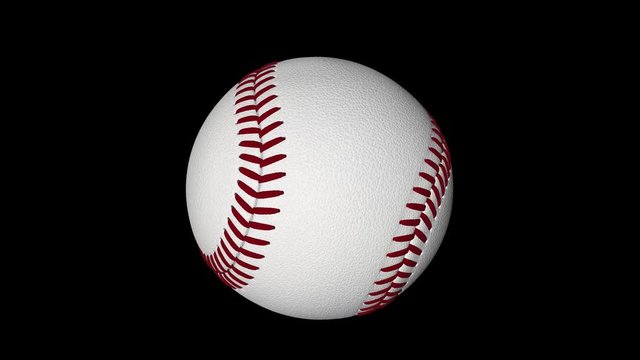 Spinning baseball on black screen. 3d animation