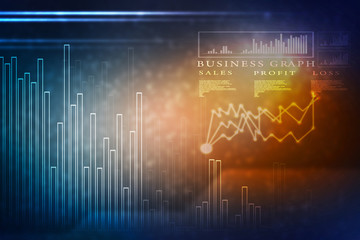2d rendering Stock market online business concept. business Graph 