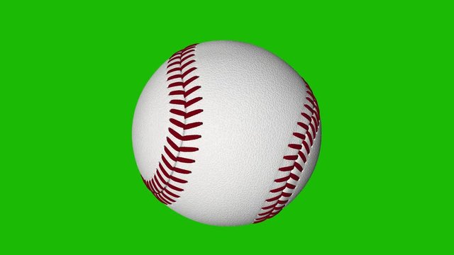 Spinning baseball loop with chroma key green background