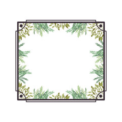 frame with foliage isolated icon