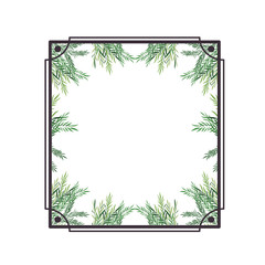 frame with foliage isolated icon