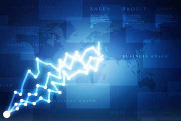 2d rendering Stock market online business concept. business Graph 