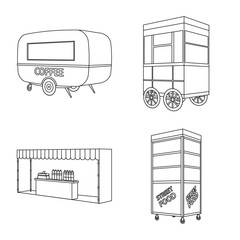 Vector design of market and small icon. Collection of market and food stock symbol for web.