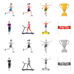 Fototapeta na wymiar Vector illustration of sport and winner symbol. Set of sport and fitness vector icon for stock.