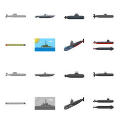 Vector design of war  and ship logo. Collection of war  and fleet vector icon for stock.