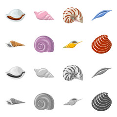 Vector illustration of animal and decoration icon. Set of animal and ocean vector icon for stock.