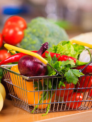 Shopping backet with dieting vegetables