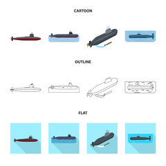Vector illustration of war  and ship sign. Set of war  and fleet vector icon for stock.