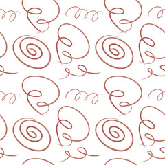 Abstract seamless pattern. Hand drawn watercolor red lines, brush strokes, wavy lines, scribbles, swirls on white background. Wallpaper pattern.