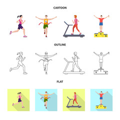Vector design of sport  and winner logo. Set of sport  and fitness  stock symbol for web.