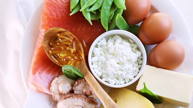Foods rich in vitamin D. Top view