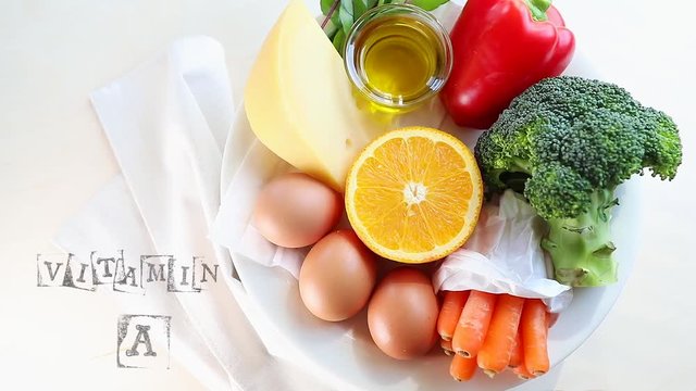 Foods rich in vitamin A. Top view