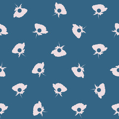 Vector Soft Roses with Pearls on navy blue seamless pattern background.