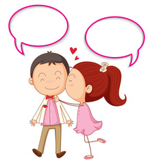 Couple with speech bubbles