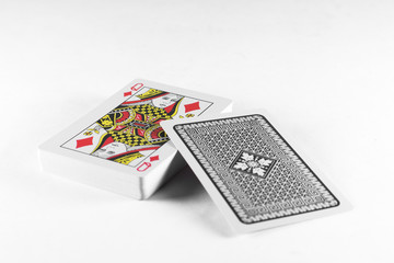 Playing Cards Queen card and back white background mockup