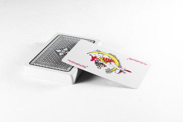 Playing cards, joker suit on white background