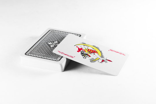 Playing cards, joker suit on white background