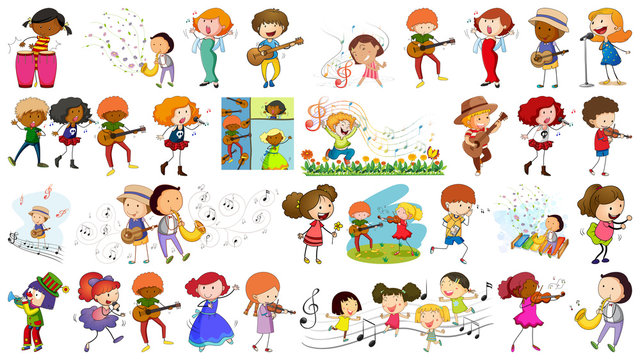 Set of kids and music