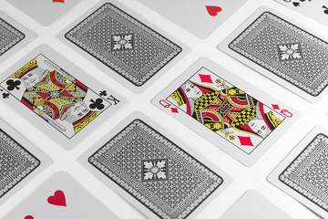 Playing Cards Queen card and back white background mockup