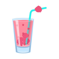 Vector design of glass and raspberry logo. Set of glass and fruit vector icon for stock.
