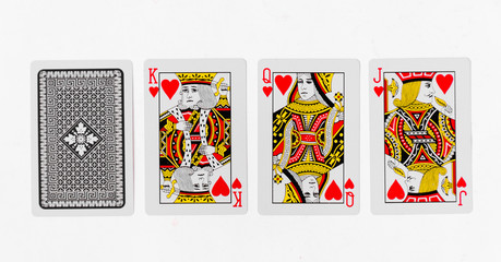 Playing Cards King card suite and back white background mockup