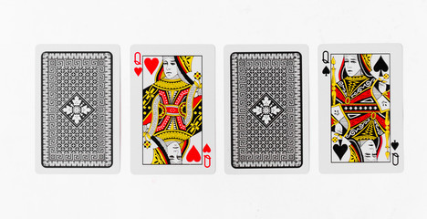 Playing Cards Queen card and back white background mockup