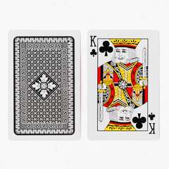 Playing Cards King card suite and back white background mockup