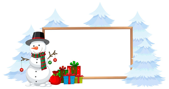 Snowman with holiday frame