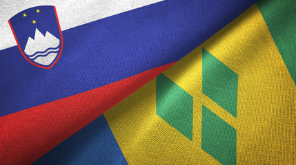 Slovenia and Saint Vincent and the Grenadines two flags textile cloth