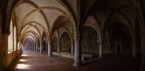 Alcobaca, Portugal. Monks dormitory of Monastery of Santa Maria de Alcobaca Abbey. Masterpiece of...