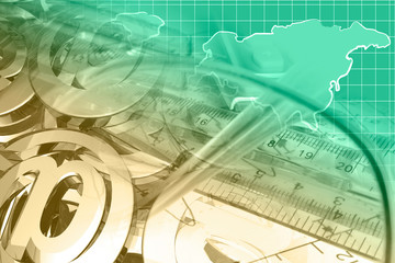 Mail signs, graph and map