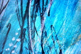 Abstract Blue with Black artistic painted background