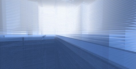 3D illustration architecture building perspective lines.