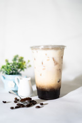 coffee, drink, glass, milk, food, beverage, chocolate, cream, cup, latte, brown, cafe, dessert, breakfast, cappuccino, white, hot, cold, ice, sweet, espresso, cocktail, nobody, froth, spoon