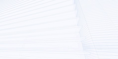 3D illustration architecture building perspective lines.