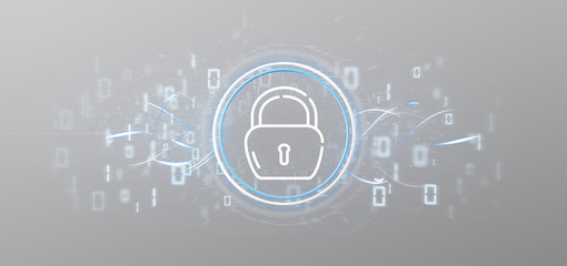 Security padlock wheel icon with multimedia and social media icon 3d rendering