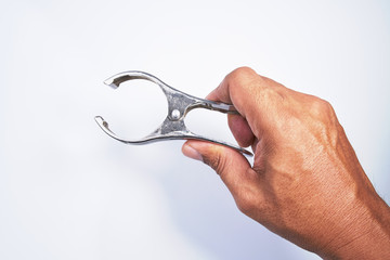 steel clamp on white bacground